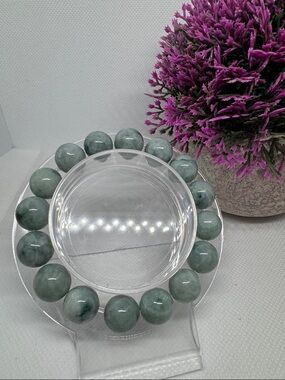 Natural Burmese Type A Jadeite Jade Bead Bracelet 12.7mm
